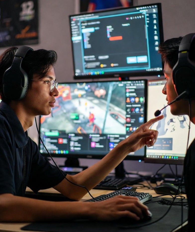 Gamers trading virtual items on screens